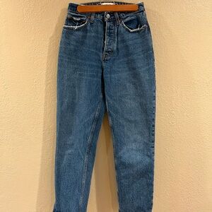 Abercrombie & Fitch Curve Love The Dad High Rise Straight Blue Jeans
